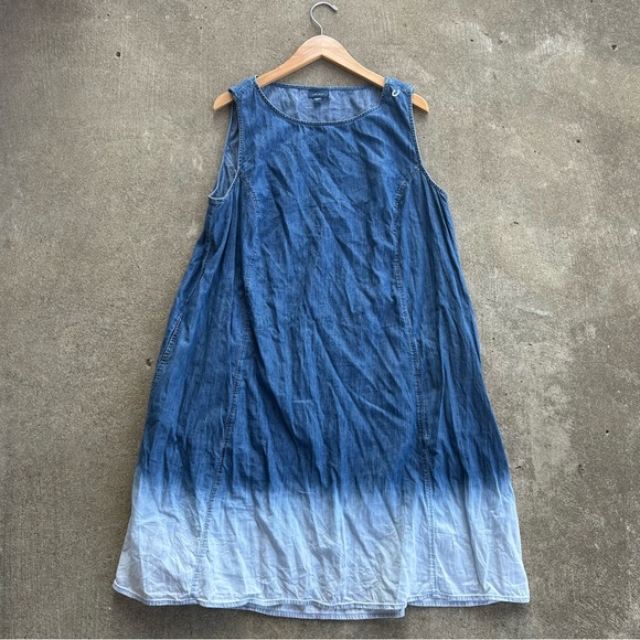 J. Jill Blue White Ombre Dip Dye Denim Dress XL - Picture 3 of 9